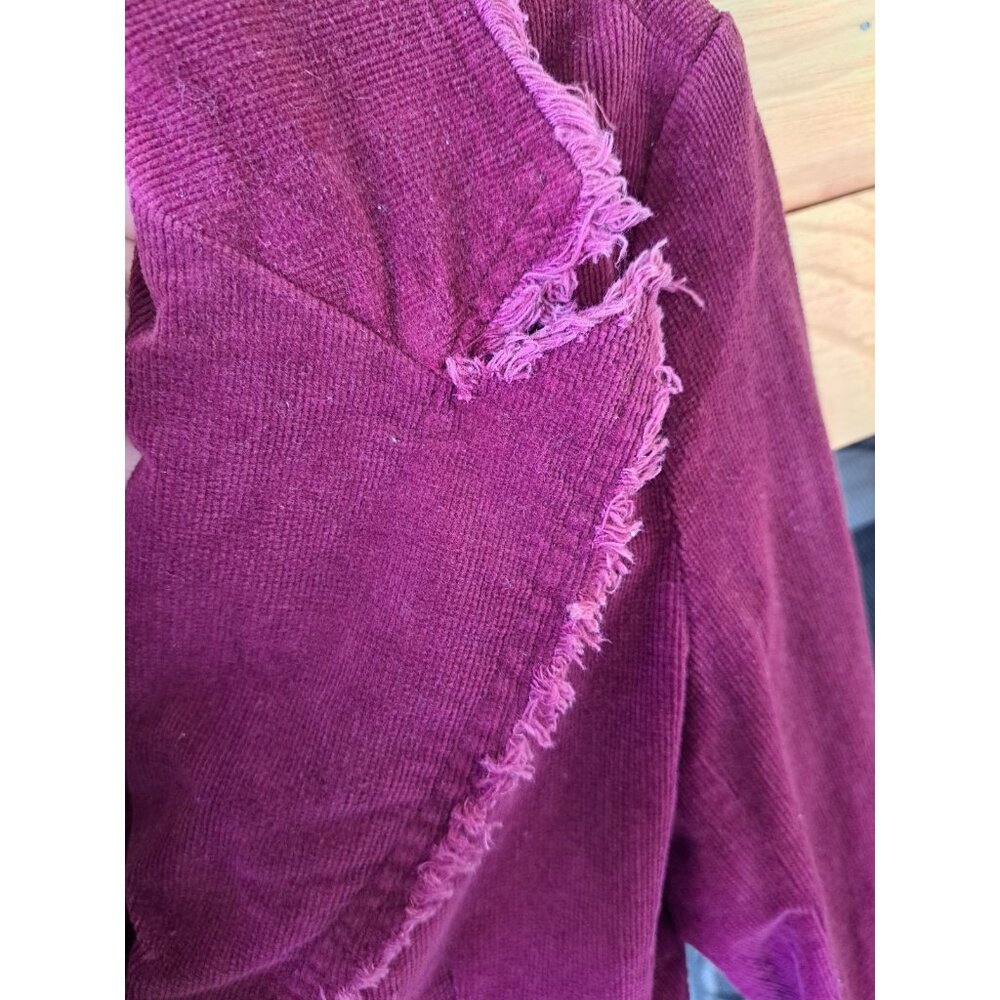 Y2K Wet Seal Corduroy Blazer Jacket Women's Small Burgundy Academia  Raw Hem - Picture 3 of 8